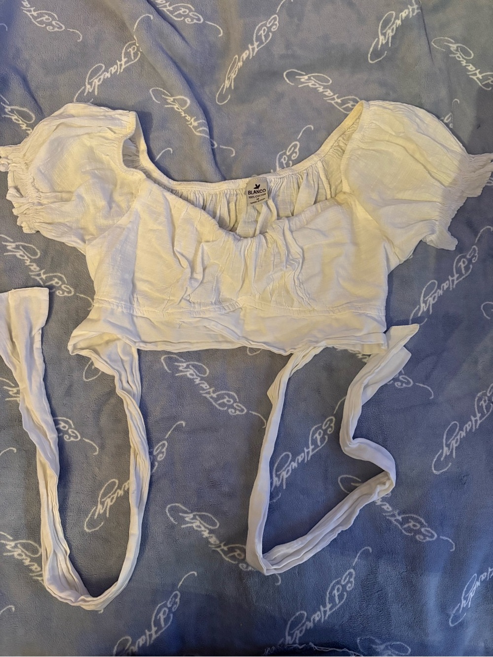 White Cropped Top with Tie Straps